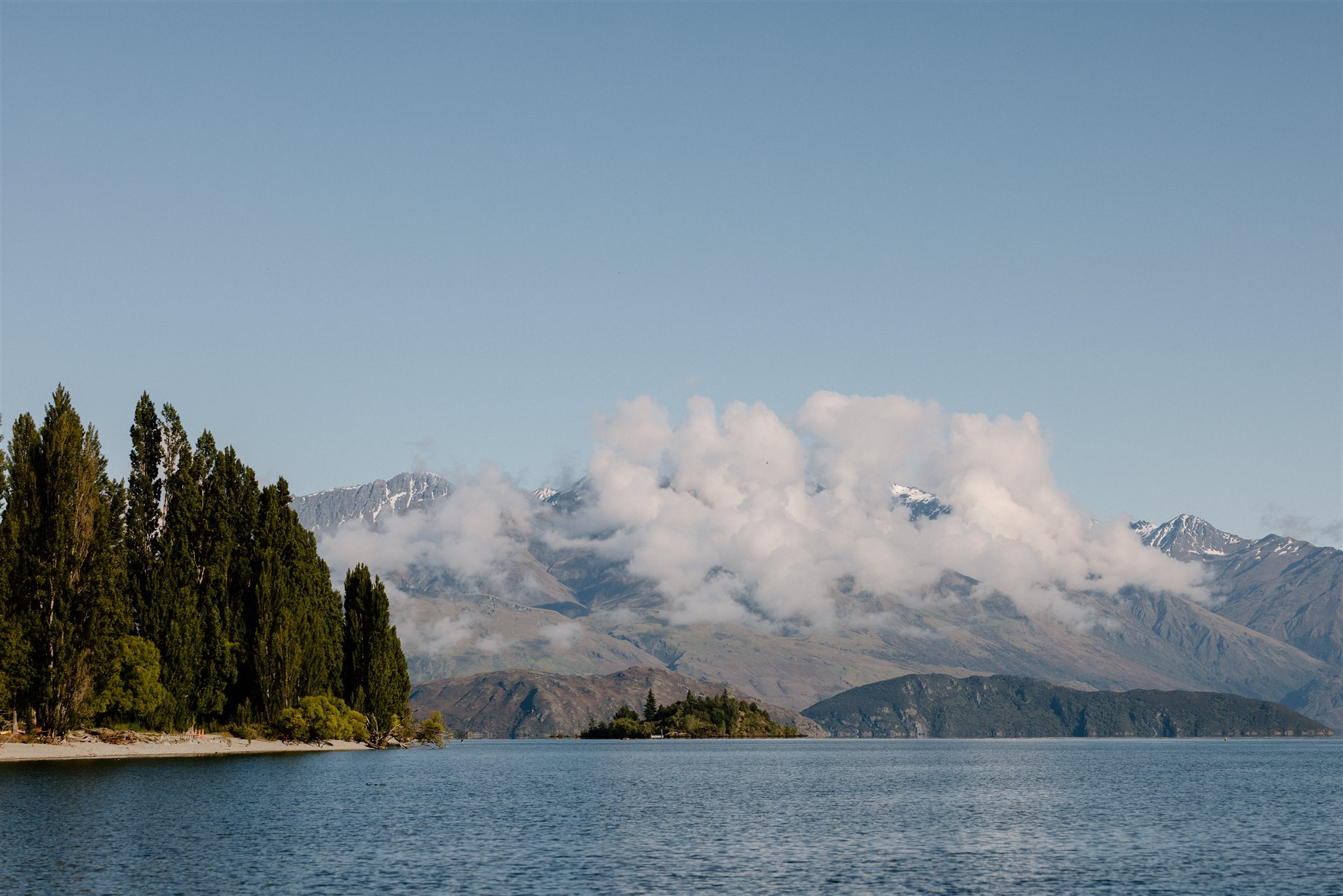 View of the lake in Wanaka Otago New Zealand