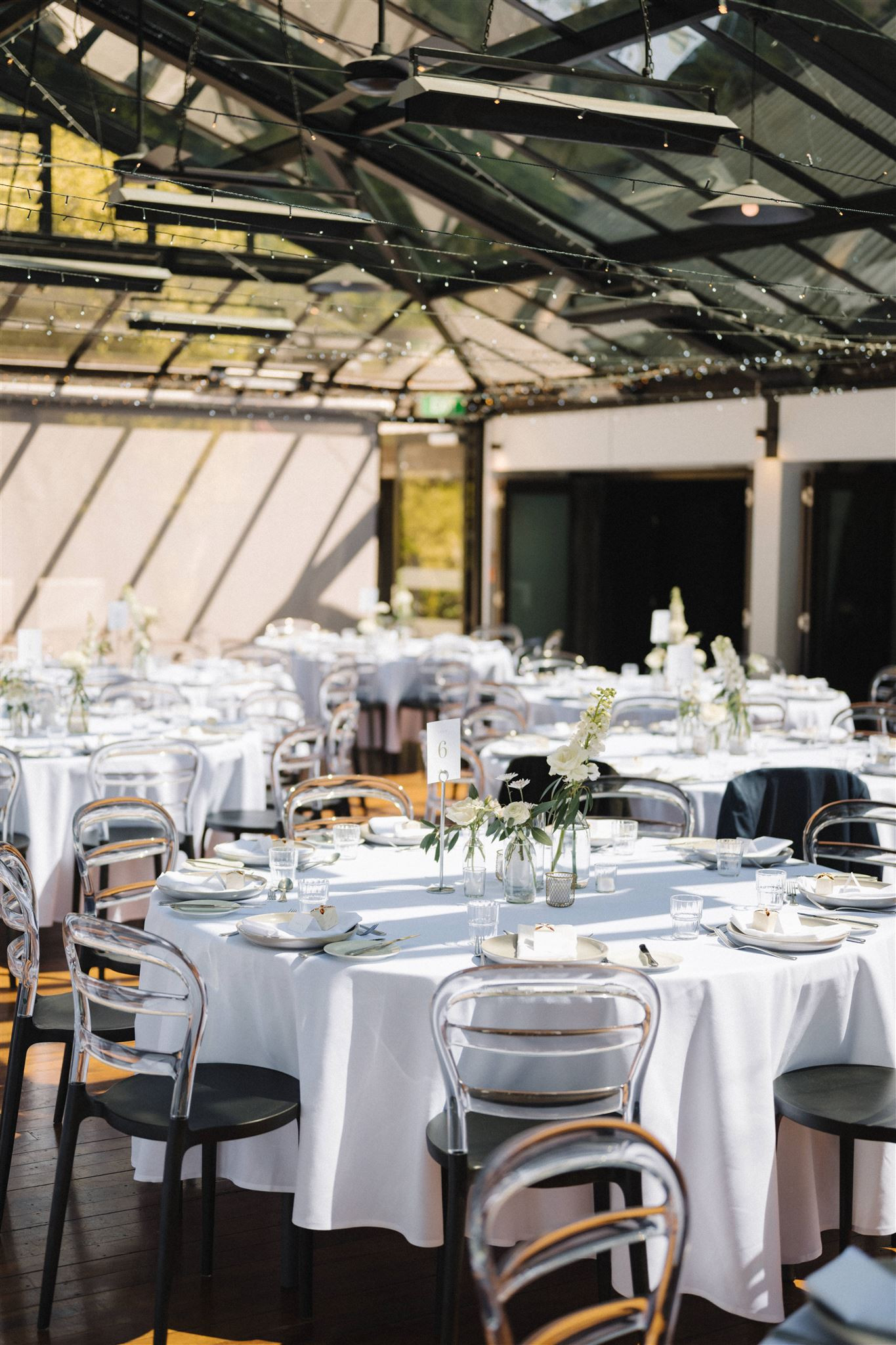 Edgewater's pavilion all set up for a wedding reception as one of our New Zealand wedding packages